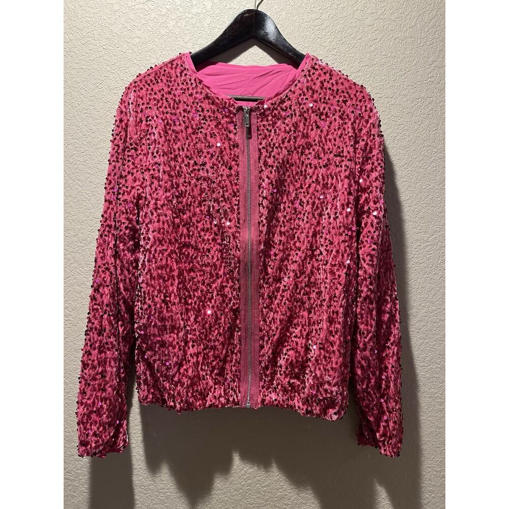 Evaless Hot Pink Sequin Jacket Small